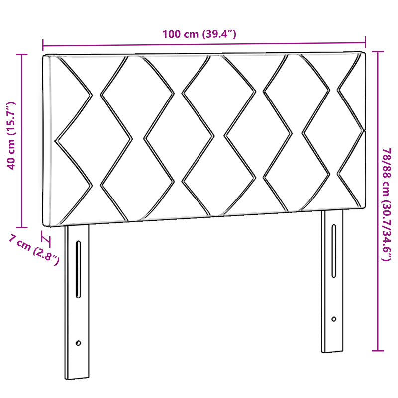 Blaues LED Kopfteil mit Diamantblockdesign, 100 cm Stoff