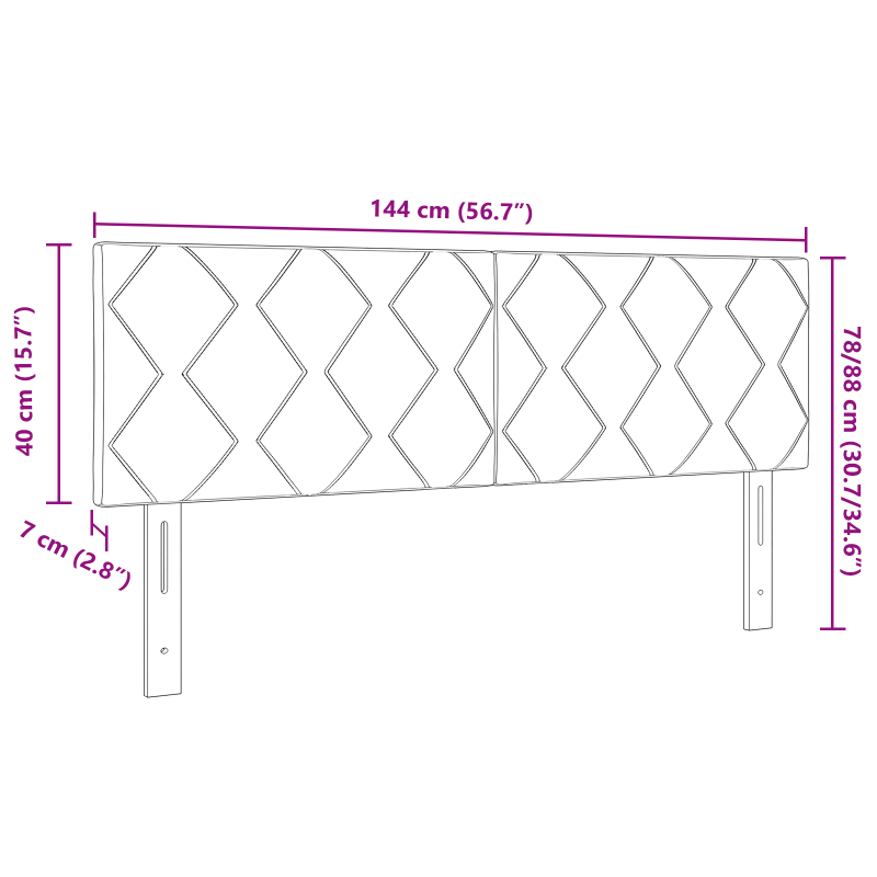 LED Kopfteil Diamant Block Design Dunkelgrün 144 cm Samt