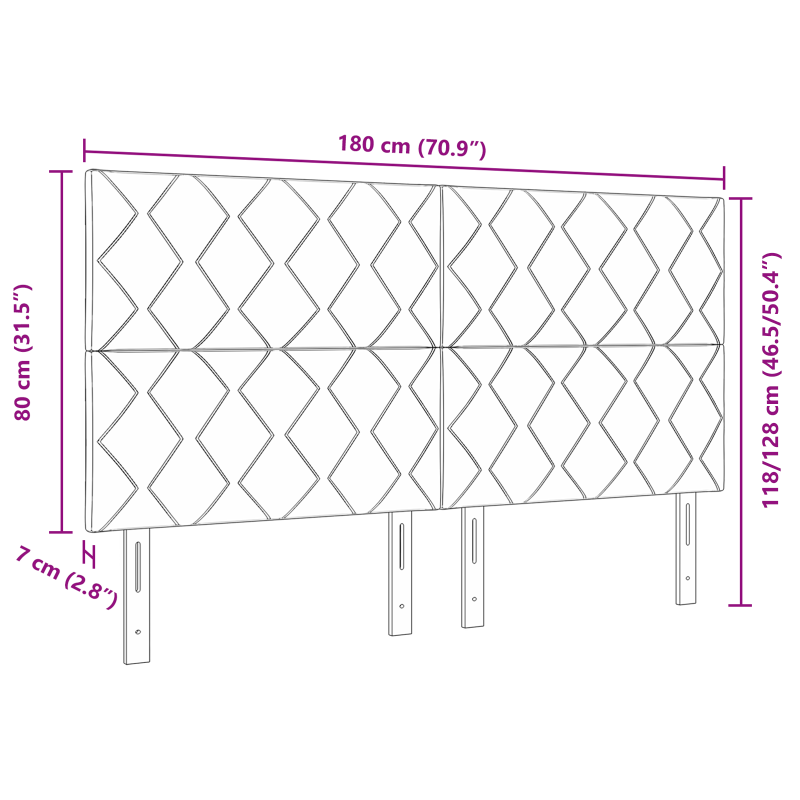 LED Kopfteil Diamantblock Design Schwarz 180 cm Samt