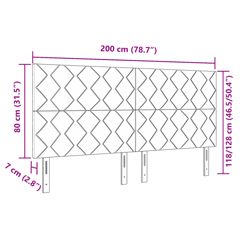 LED Kopfteil Diamantblock Design Dunkelbraun 200 cm Stoff