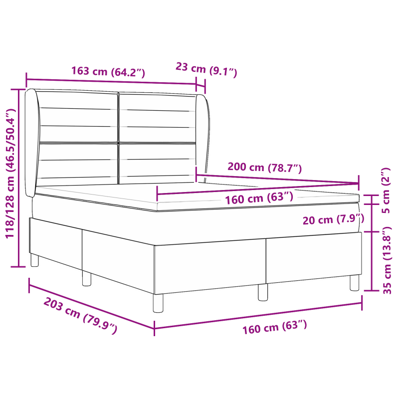 Boxspringbett mit Matratze Creme 160x200 cm Stoff