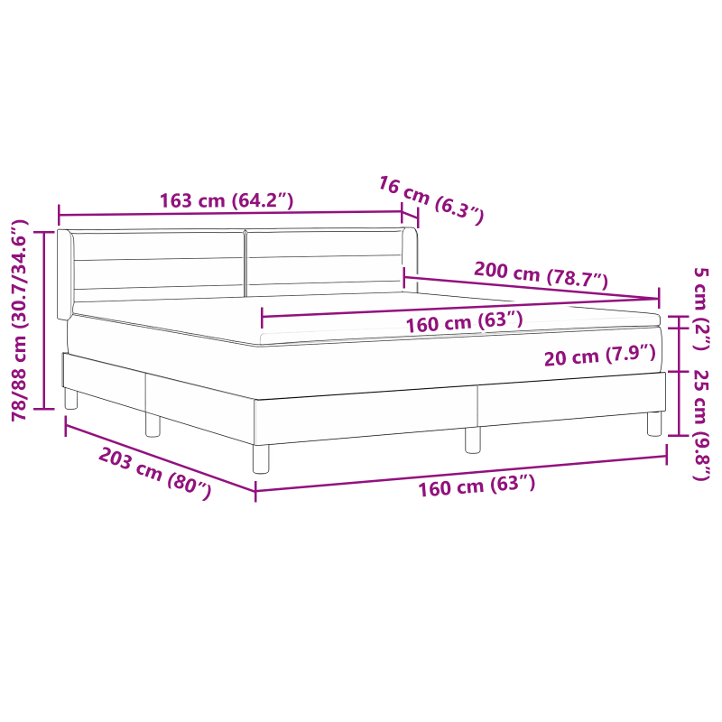 Boxspringbett mit Matratze Taupe 160x200 cm Stoff