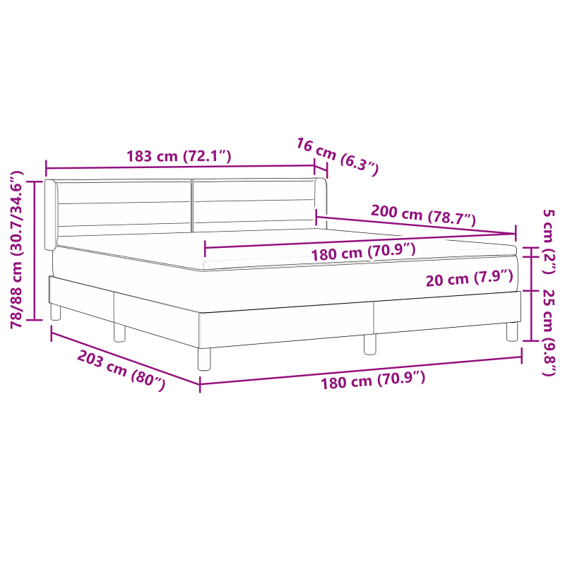 Boxspringbett mit Matratze Taupe 180x200 cm Stoff