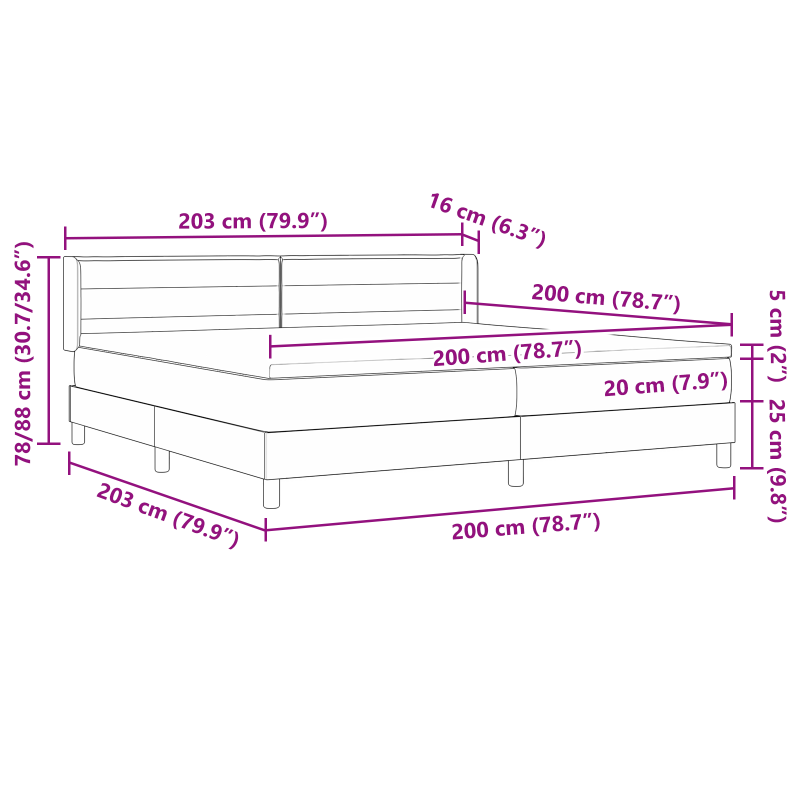 Boxspringbett mit Matratze Dunkelgrau 200x200 cm Stoff