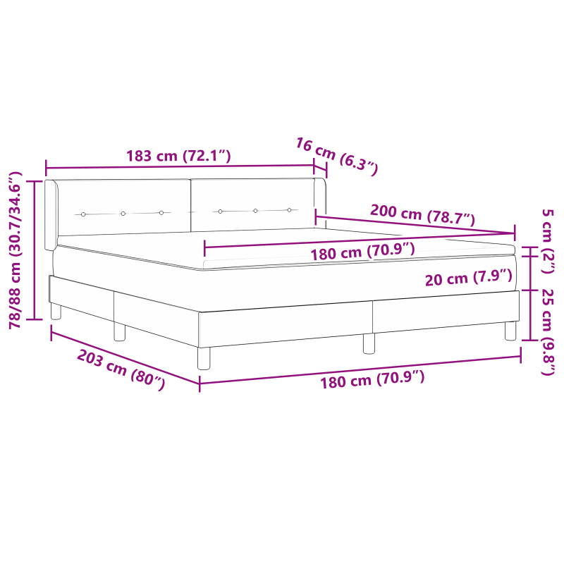 Boxspringbett mit Matratze Hellgrau 180x200 cm Stoff