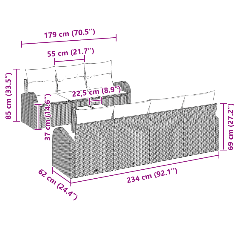 manuelle einziehbare Markise mit LED Hellgrau 600x300 cm