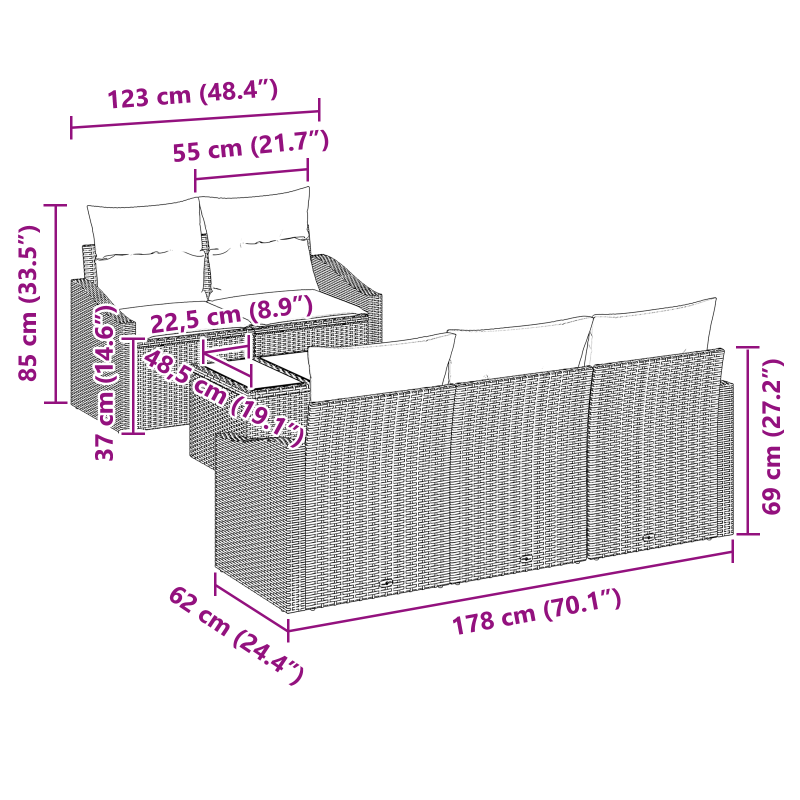 4-teiliges Badezimmermöbel-Set - Altes Holz