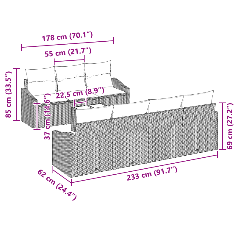 Waschbeckenunterschrank mit integriertem Becken in Schwarz Eiche Holzwerkstoff