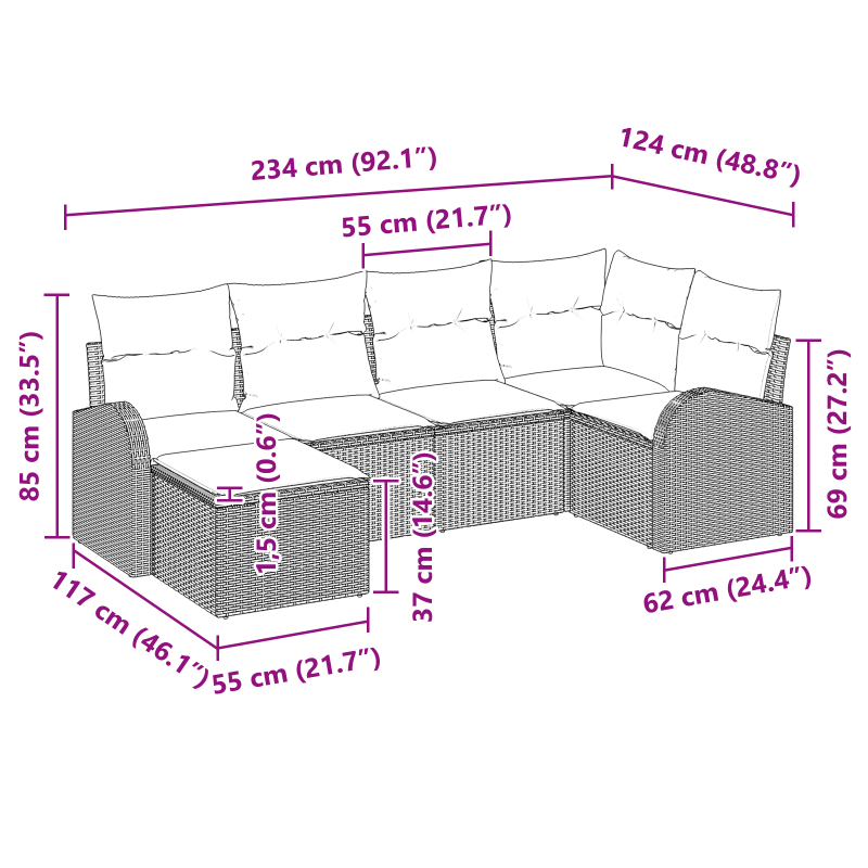 3-teiliges Garten Essset Massivholz Akazie