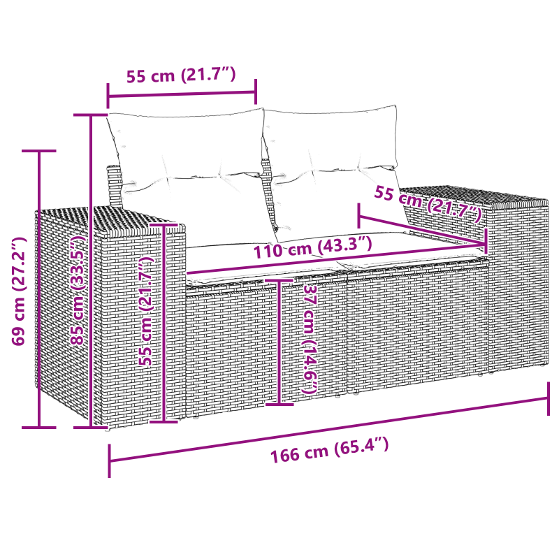 9-teiliges Garten-Sofa-Set mit Kissen Beige Poly-Rattan Akazie