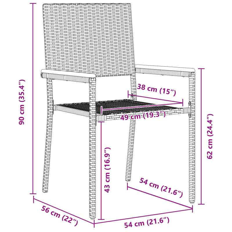 7-teiliges Garten Essset Grau Poly-Rattan