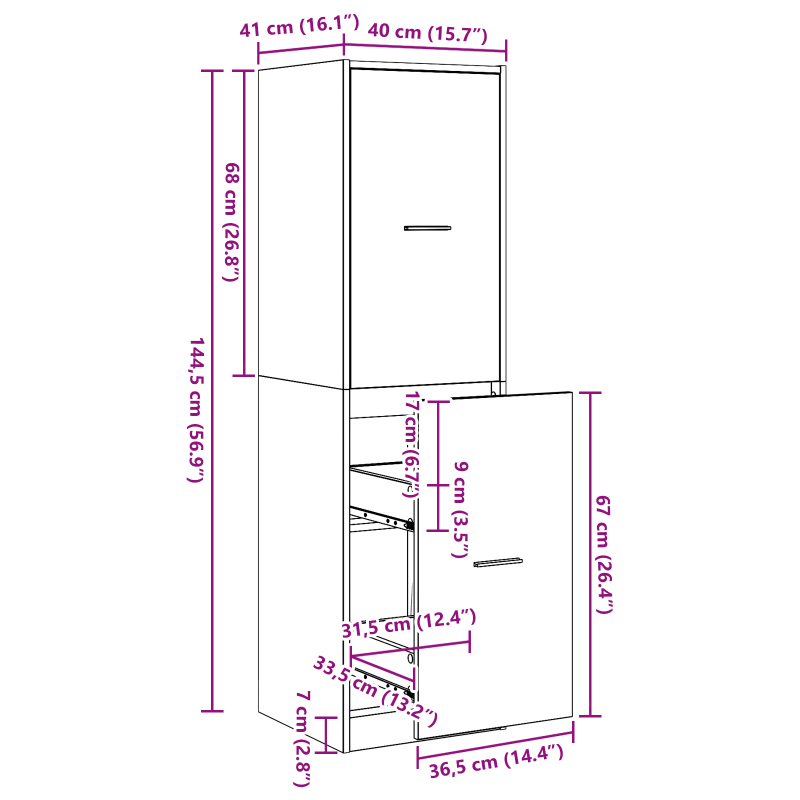 Apotheker-Schrank Schwarzes Eichenholz 40x41x144,5 cm Holzwerkstoff