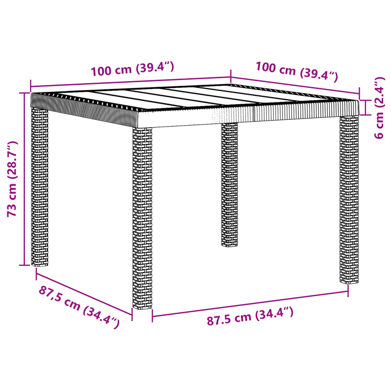 5-teilige Garten Essgruppe mit Kissen, Anthrazit, Poly-Rattan