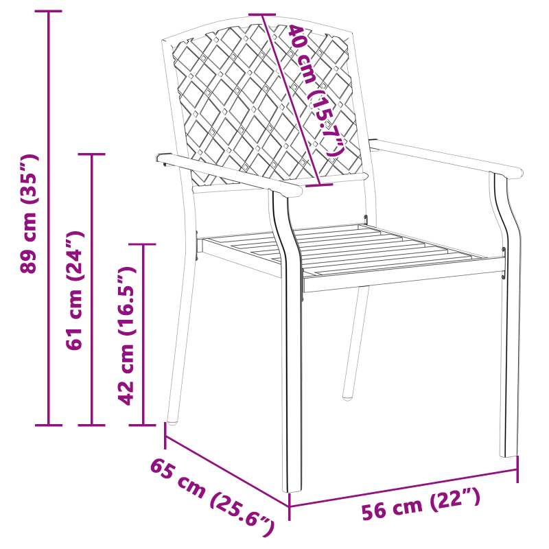 Gartenstühle 4er Set Stapelbar Anthrazit Stahl
