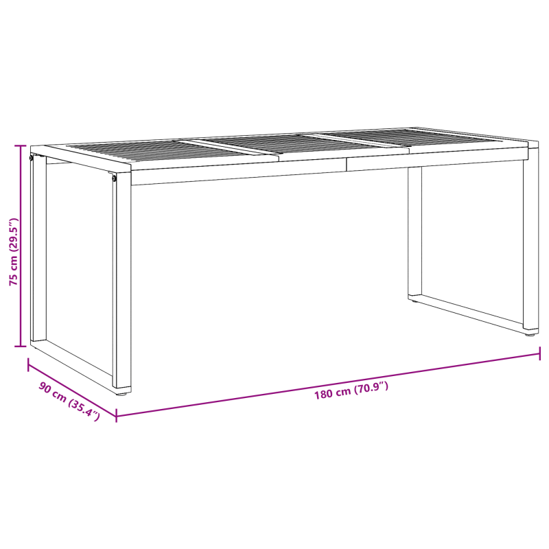 Esszimmertisch Grau 180x90x75 cm Stahl und Akazienholz