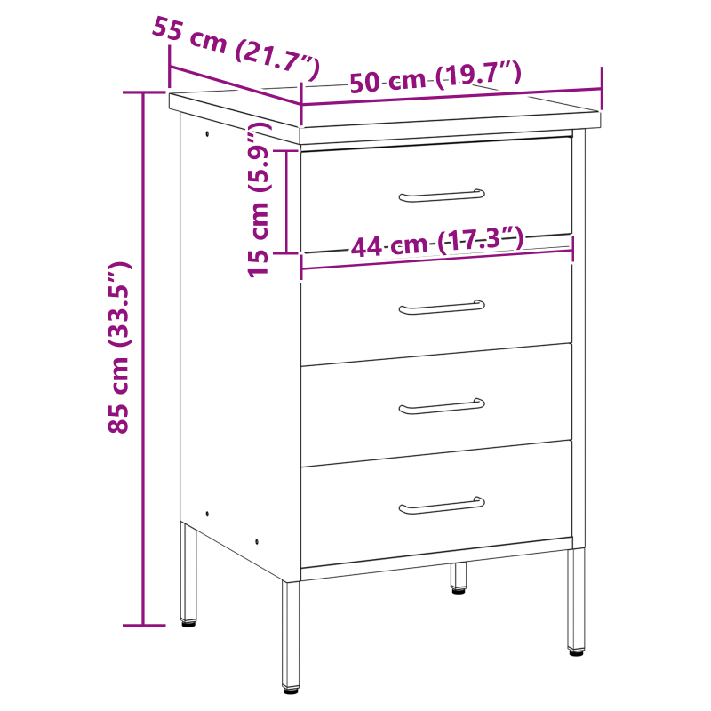 Werkbank Schwarz 50x55x85 cm Stahl