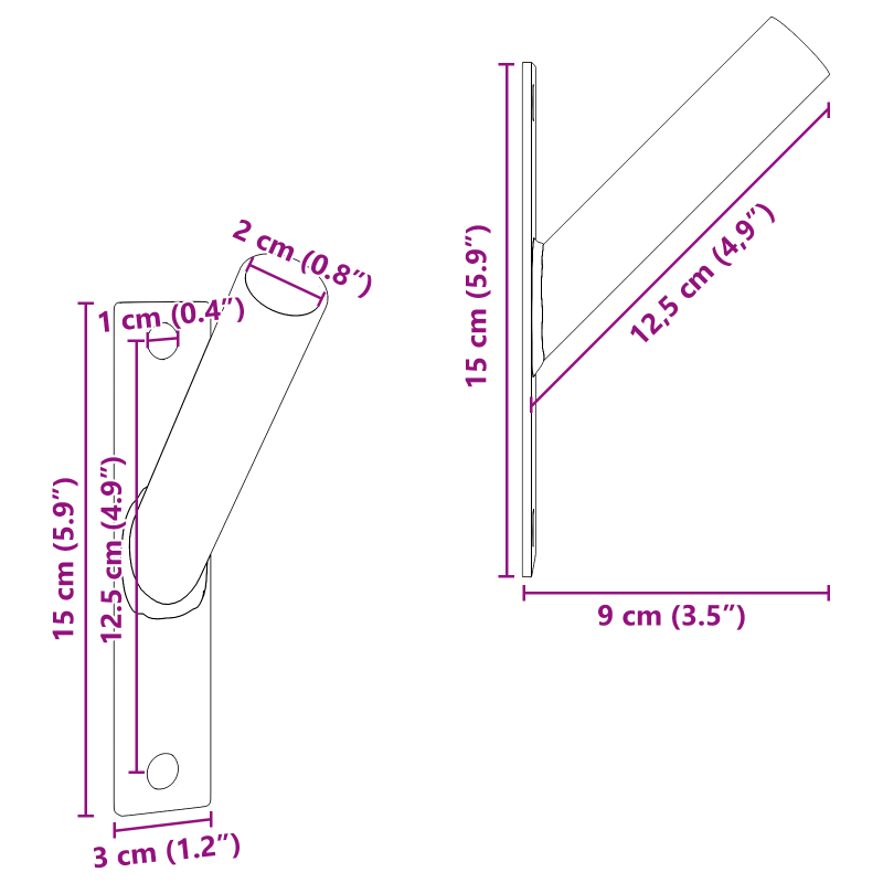 Flaggenmast Halterung für 1 Flagge zur Wandmontage aus schwarzem Metall