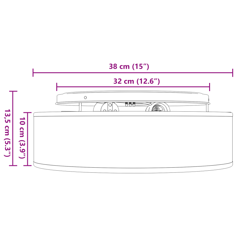 Deckenlichter Flush Mount Schwarz Ø 38 cm Stoff E27