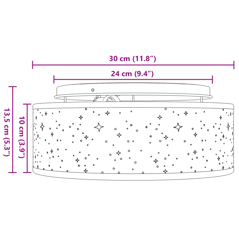 Deckenleuchten mit sternenähnlichem Lampenschirm Schwarz Ø 30 cm Stoff E27