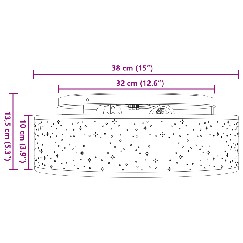 Deckenleuchten mit Sterne Lampenschirm Taupe Ø 38 cm Stoff E27