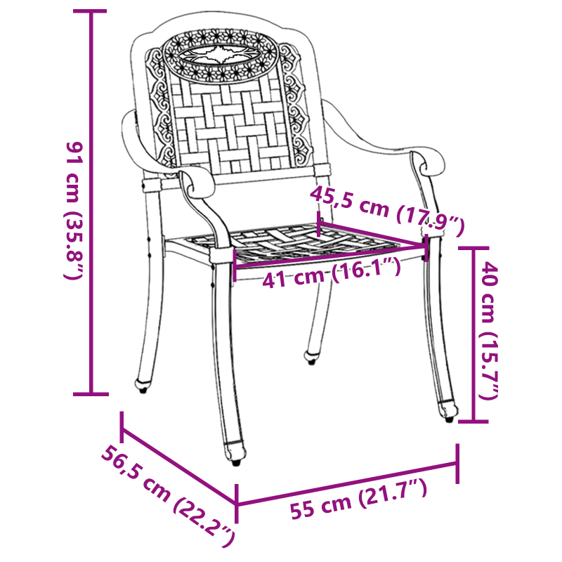 Gartenstühle 2er Set Weiß Gusseisen