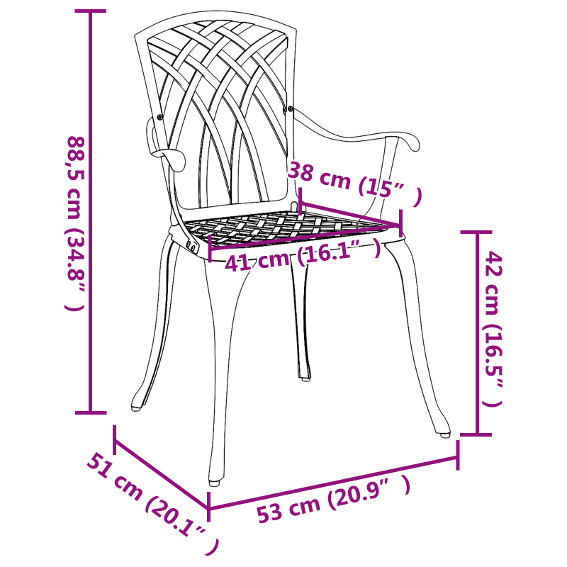 Gartenstühle 2er Set Grünes Gusseisen