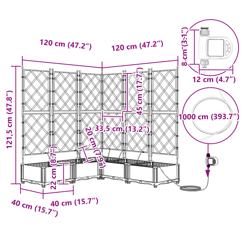 Gartenpflanzkästen mit Bewässerungssystem 5 Stück Braun