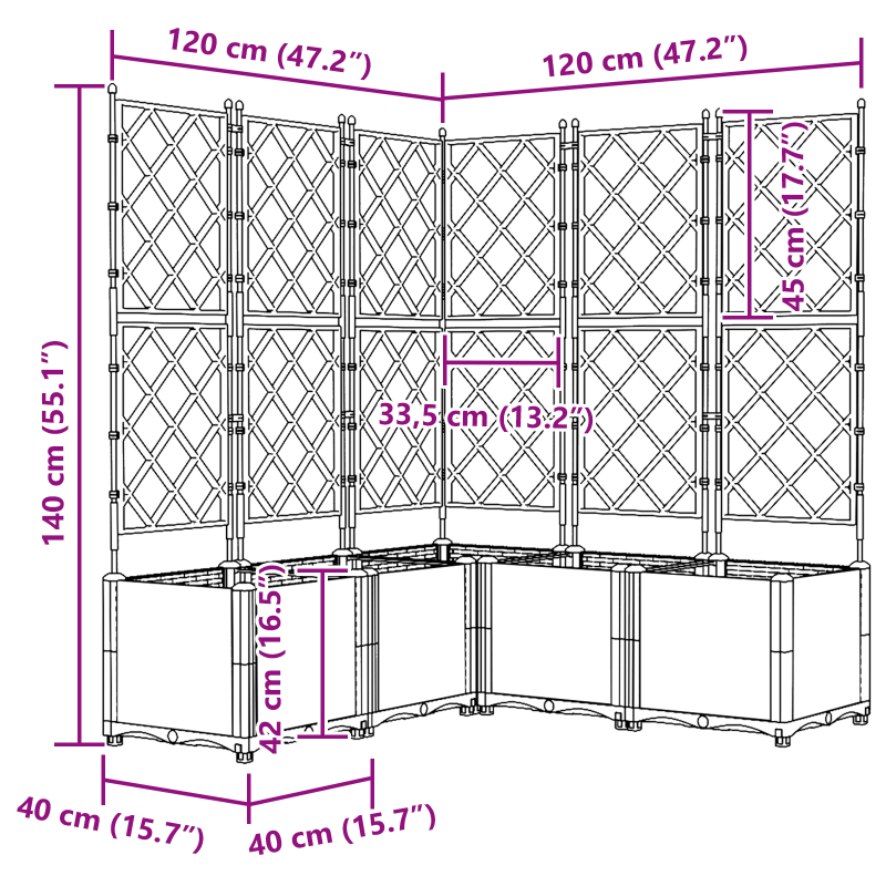 Gartenpflanzer mit Gitter 5 Stück Hellgrau 120x120x143 cm