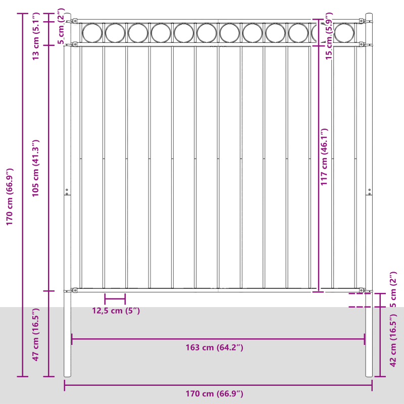 Gartenzaun Weiß 1,7x1,2 m aus Stahl