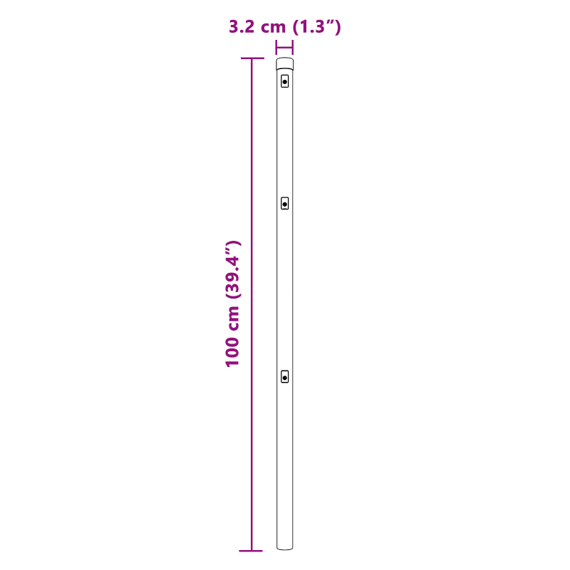 Zaunpfosten 13 Stück Grün Ø32 mm 100 cm Galvanisiertes Stahl