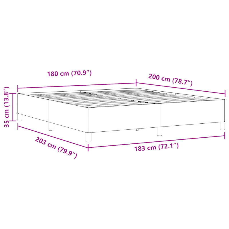 Bettgestell Blau 180x200 cm Cord-Stoff