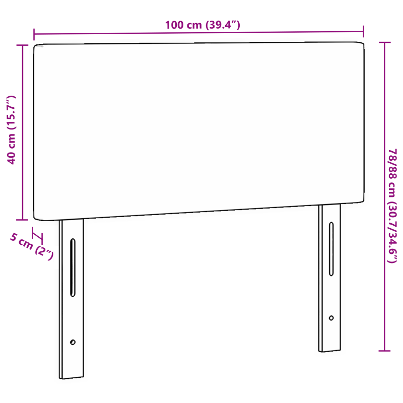 Kopfteil Schlichtes Design Hellgrau 100 cm Cordstoff