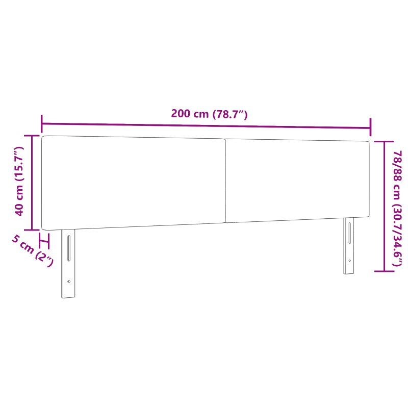 Kopfteil Einfaches Design Hellgrau 200 cm Cord-Stoff