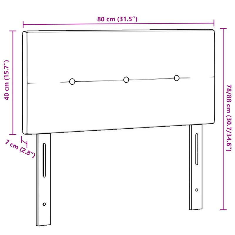 Kopfteil Mit Knopfheftung Dunkelbraun 80 cm Stoff