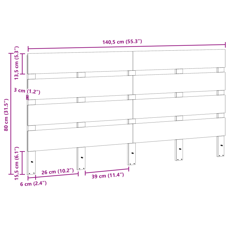 Kopfteil Wax Braun 140 cm Massivholz Kiefer