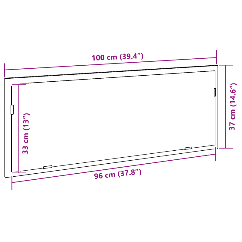 LED Badspiegel Schwarz Eiche 100x8,5x37 cm Ingenieurholz