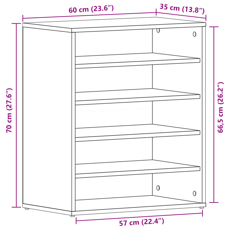 Schuhschrank Schwarze Eiche 60x35x70 cm Holzwerkstoff