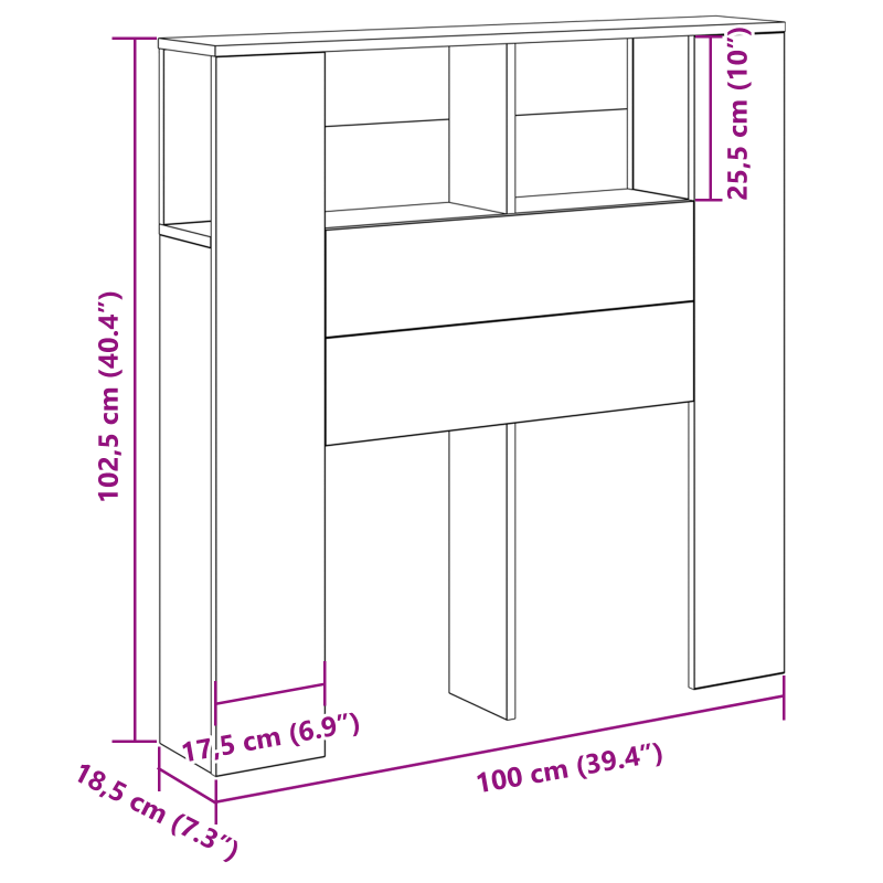 Kopfteilschrank Schwarze Eiche 100x19x104,5 cm Aus Holzwerkstoff