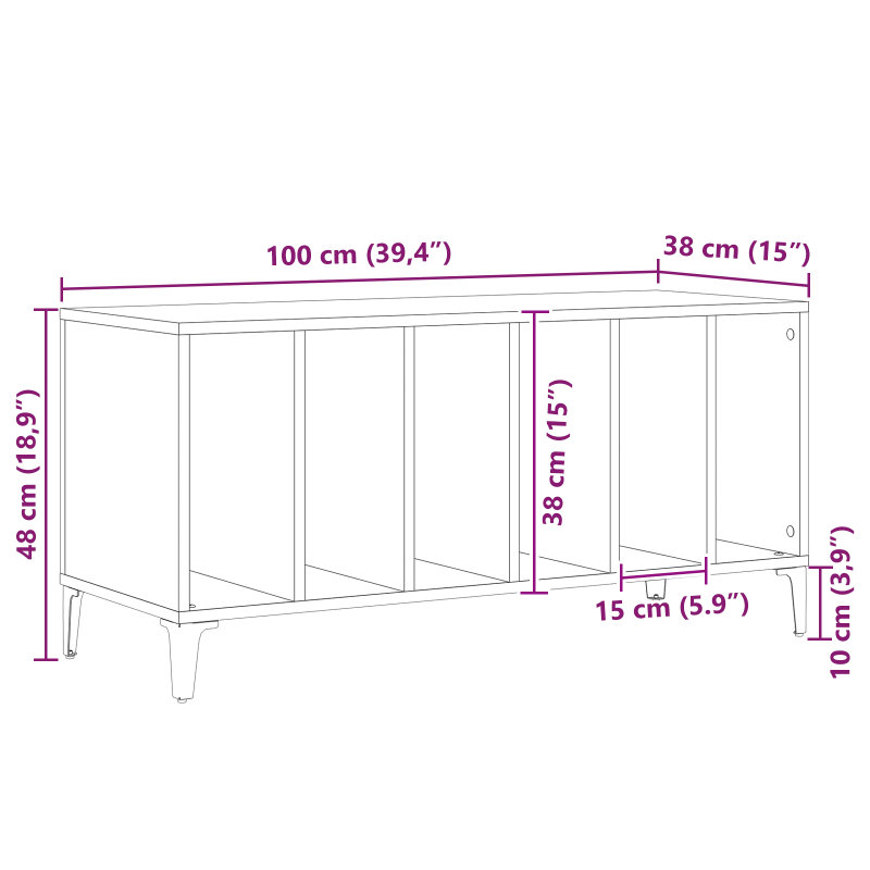 Aufbewahrungsschrank in schwarzer Eiche - 100x38x48 cm aus Holzwerkstoff