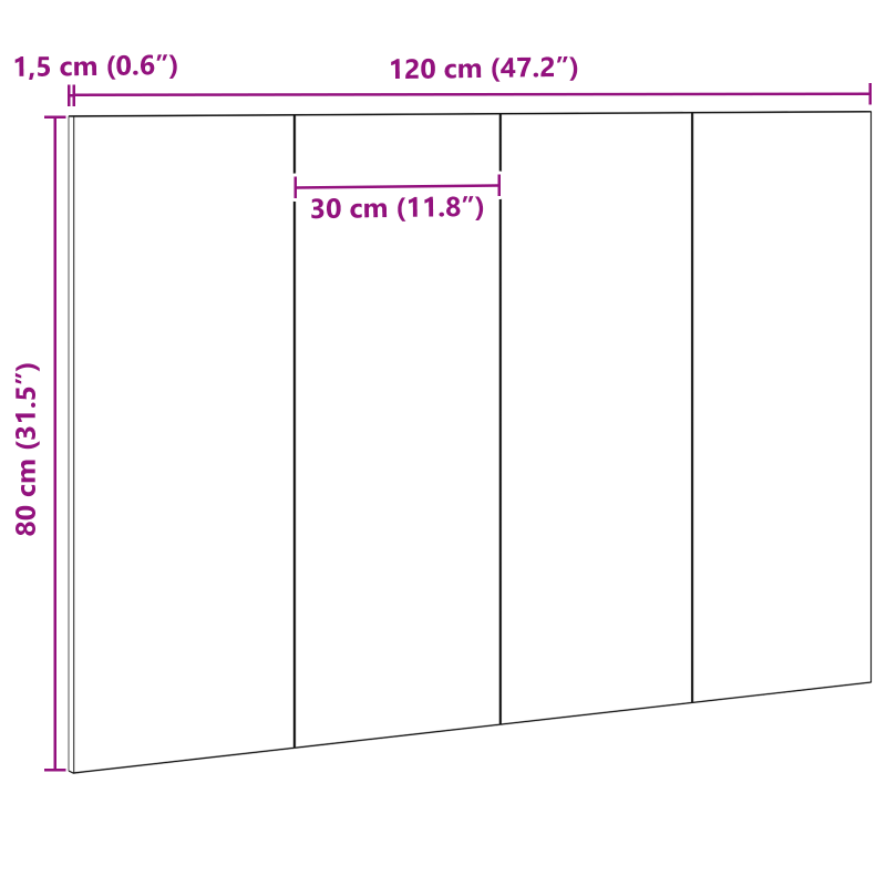 Bett Kopfteil Schwarz Eiche 120x1,5x80 cm Ingenieurholz