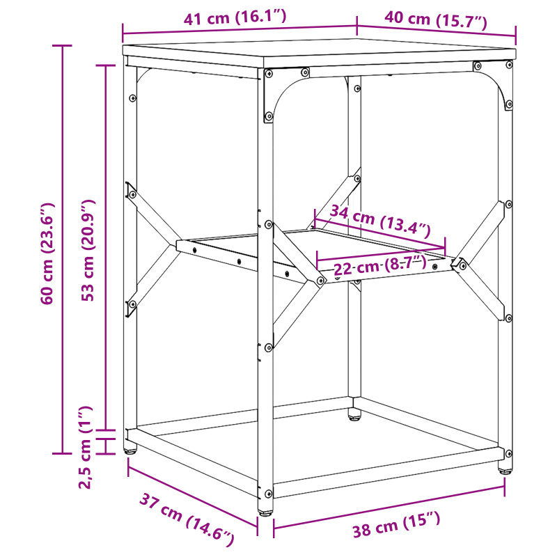 Beistelltisch Alteiche 41x40x60 cm Holzwerkstoff