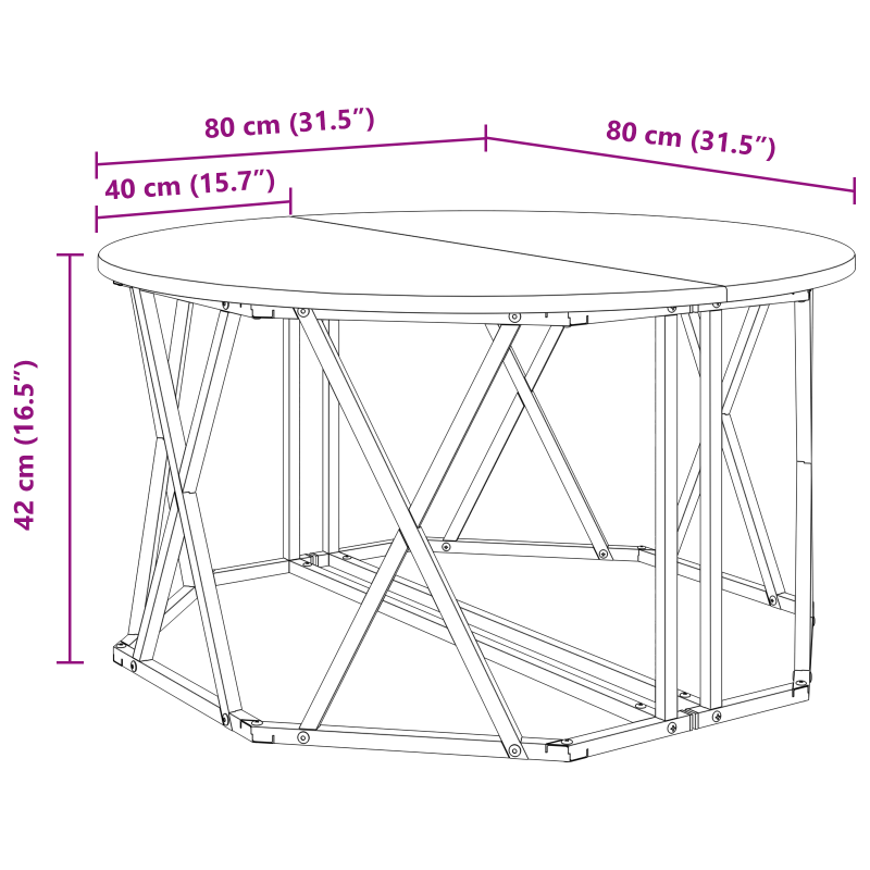 Couchtisch Raucheiche 80x80x42 cm Ingenieurholz