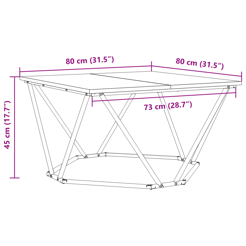 Couchtisch Grau Sonoma 80x80x45 cm Holzwerkstoff