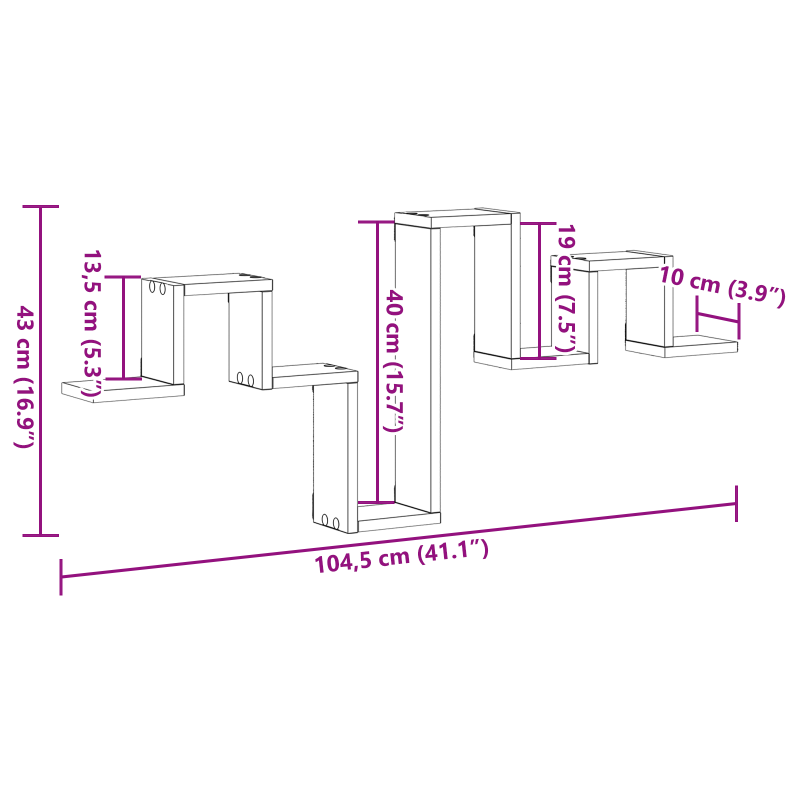 Wandregal Altholz 104,5x10x43 cm Ingenieurlampe