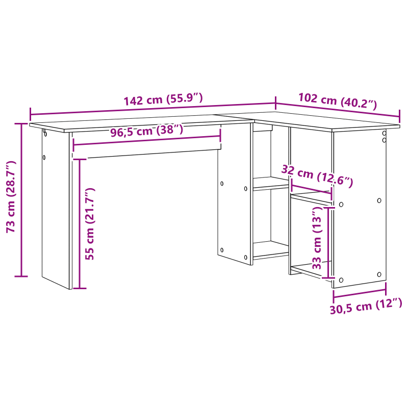 Grauer Computer Schreibtisch Grau Sonoma MDF Mittel Stauraum