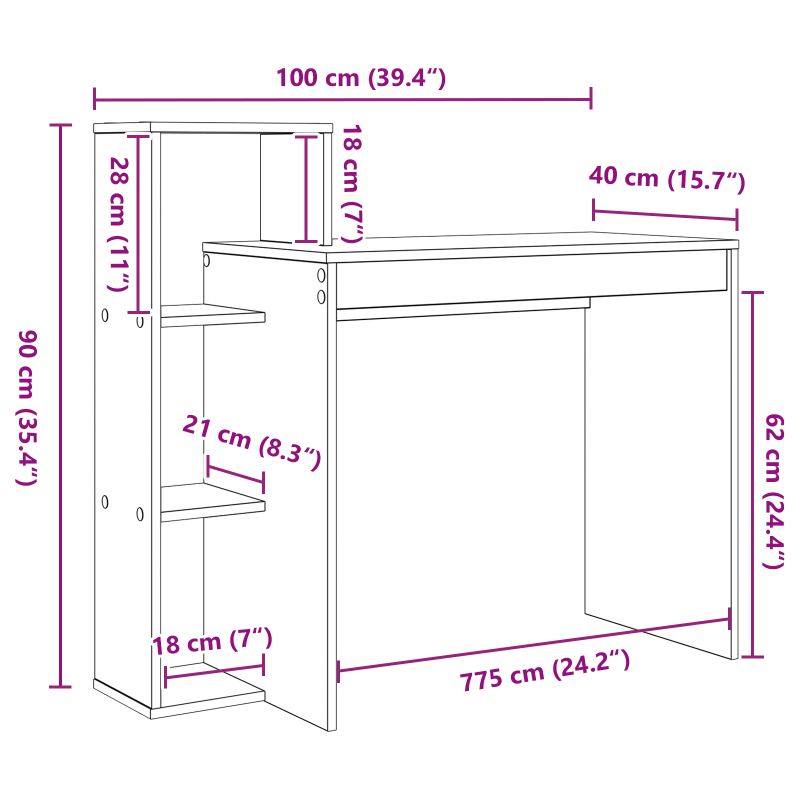 Schreibtisch Grau-betoniert Laminat, Holzwerkstoff Standard
