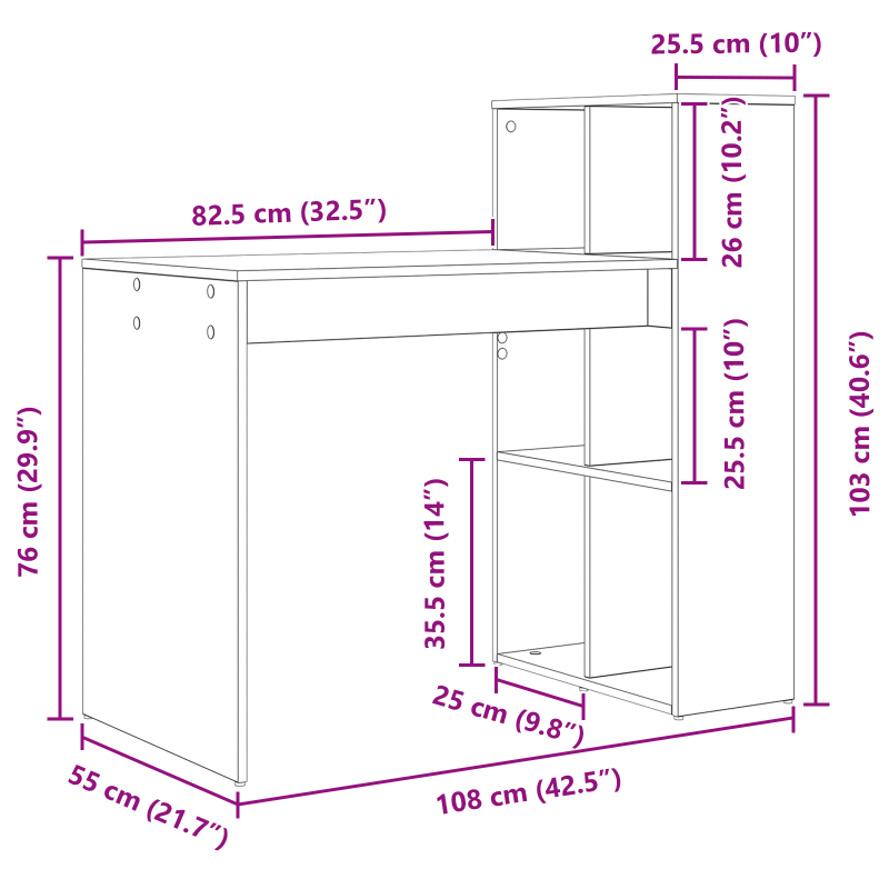 Schreibtisch Beton Grau Holzwerkstoff mit Betonoberfläche Mittel