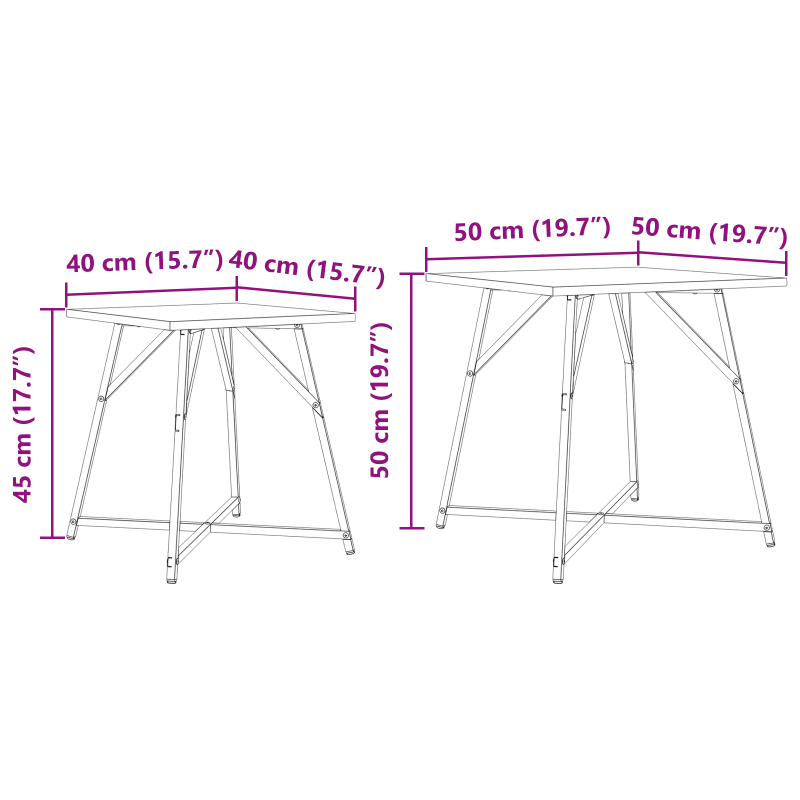 Beistelltisch 2er Set Sonoma Eiche, Holz und Metall