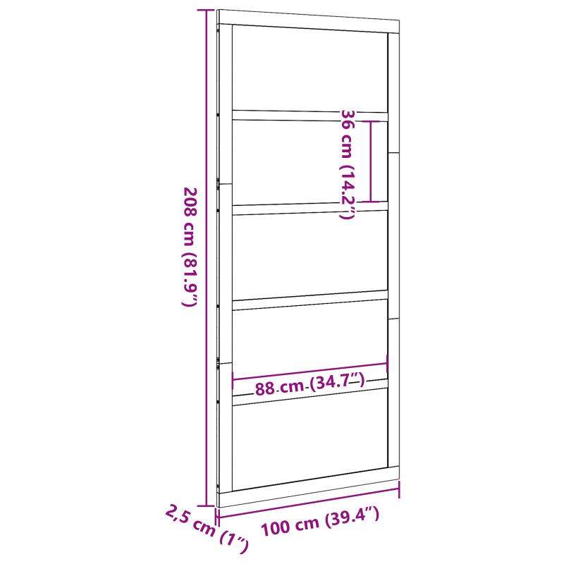 Scheunentür gewachst braun 100x208 cm Massivholz Kiefer