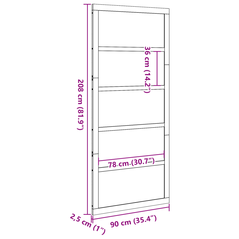 Scheunentor Gewachst Braun 90x208 cm Massivholz Kiefer